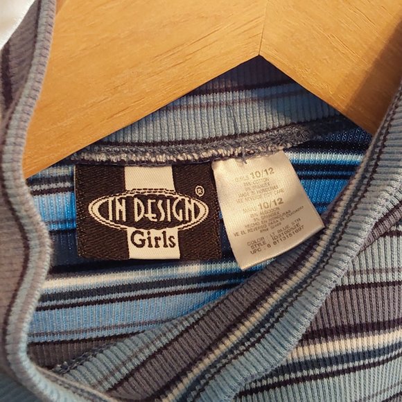 In Design Vintage 90's Knit Top Mock Turtle Neck Blue Girl's Size 10/12 - Picture 4 of 5